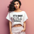Women's It's Shot O' Clock Somewhere Graphics Printed Oversized T-Shirt
