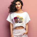 Women's Mama Need Coffee Graphics Printed Oversized T-Shirt