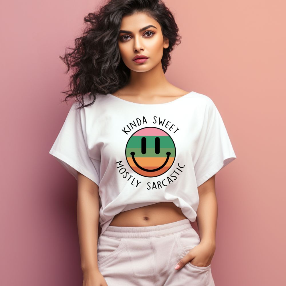 Women's Kinda Sweet Mostly Sarcastic Sarcastic Quotes Oversized T-Shirt