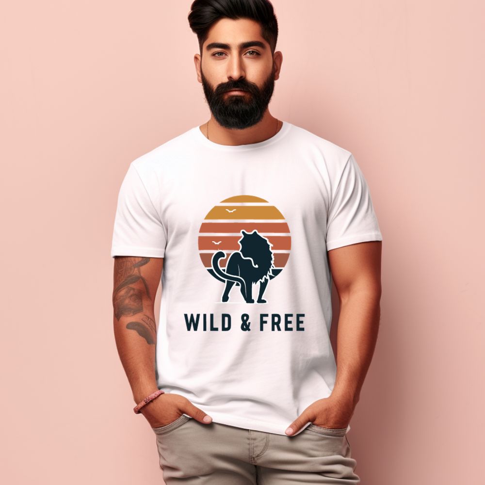 Men's Wild &amp; Free Design Printed T-Shirt Main image