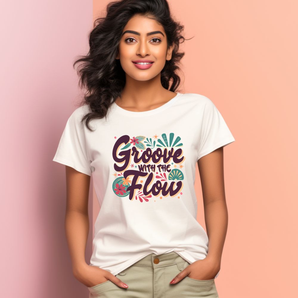 Women's Groovy With The Flow Graphics Printed T-Shirt Main image