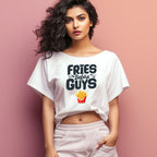 Women's Fries Before Guys Graphics Printed Oversized T-Shirt