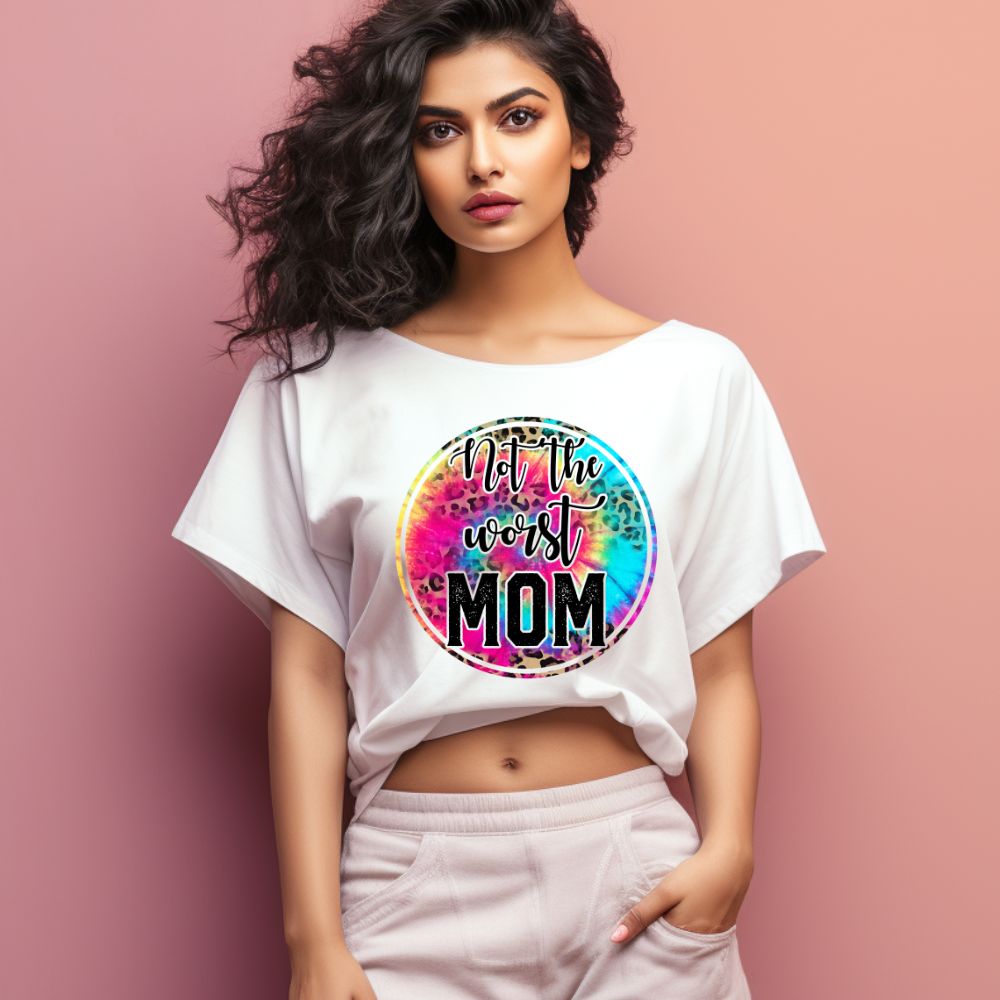 Women's Not The Worst Mom Graphics Printed Oversized T-Shirt