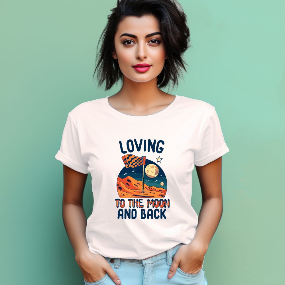 Women's Loving to the Moon Graphics Printed T-Shirt