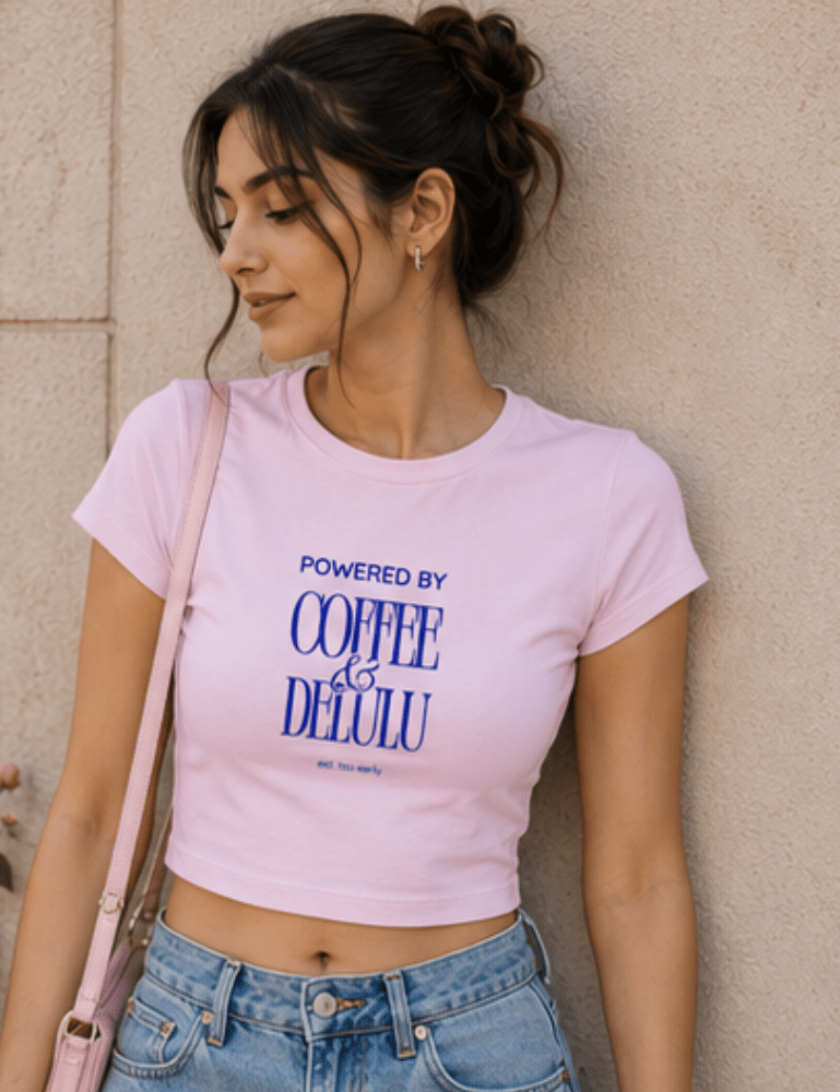 Women's Baby Tee – Coffee & Delulu__Creativeya.com