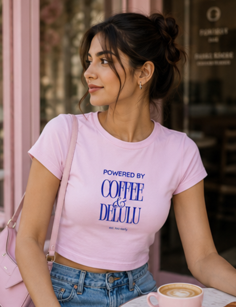 Women's Baby Tee – Coffee & Delulu