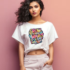 Women's Grow Through what you Go Through Graphics Printed. Oversized T-Shirt