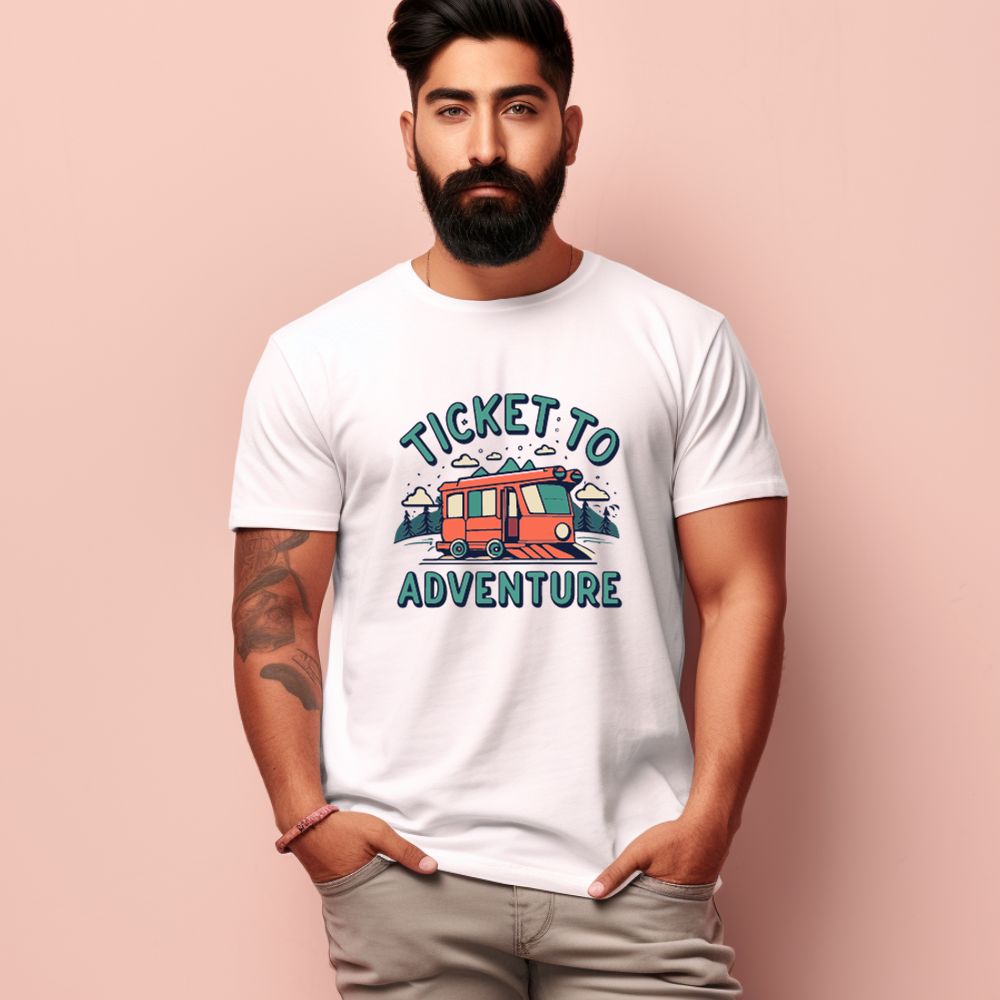 Men's Ticket to Adventure Design Printed T-Shirt