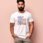 Men's Half Human Half Coffee Design Printed T-Shirt