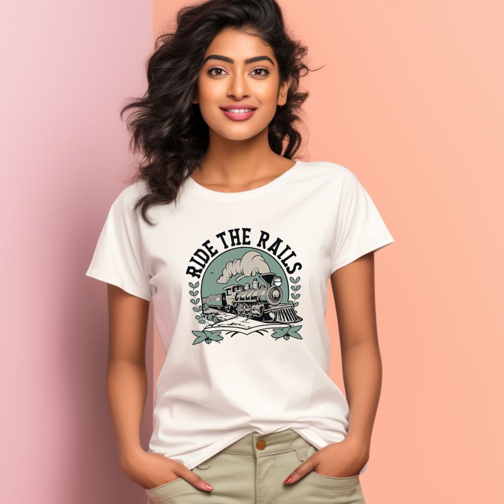 Women's Ride The Rails Graphics Printed T-Shirt