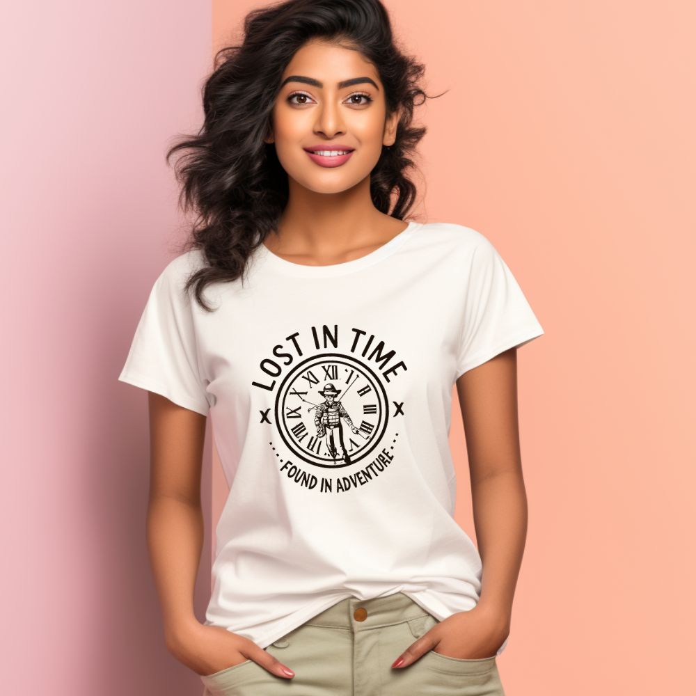 Women's Lost in Time Found in Adventure Graphics Printed T-Shirt Main image