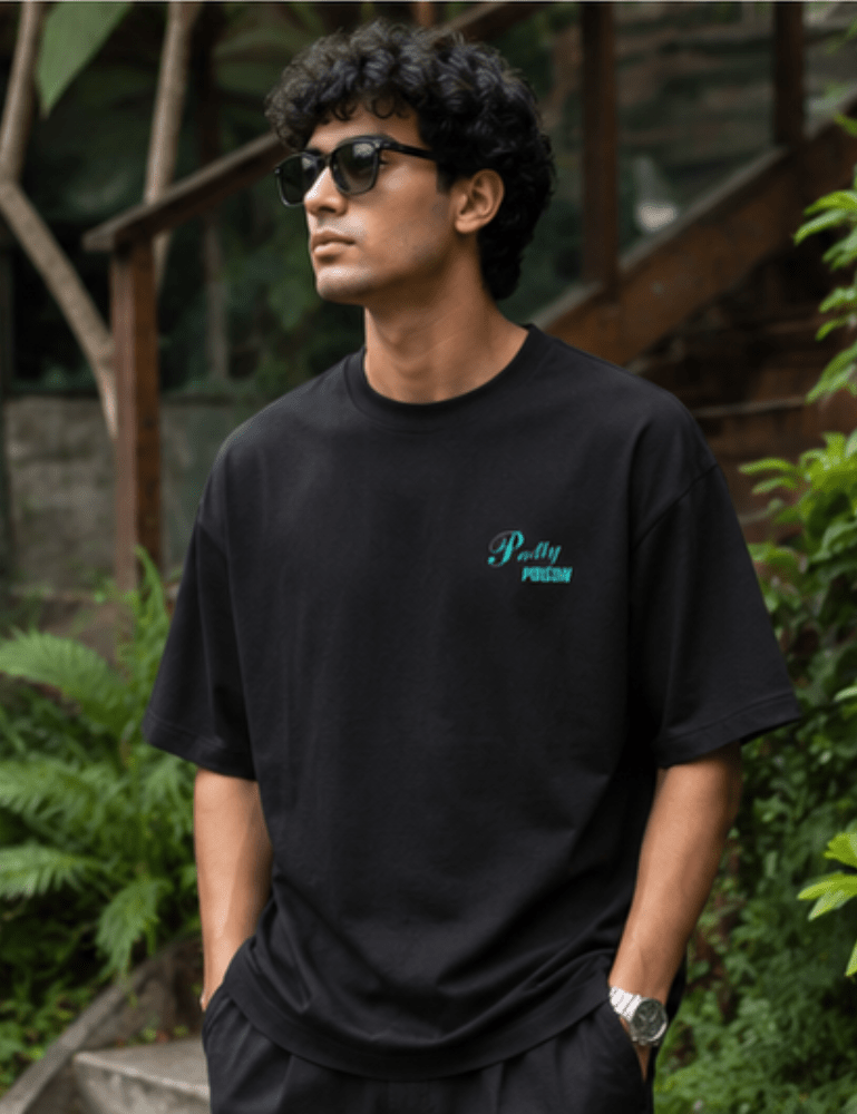Men’s Oversized T-Shirt – Pretty Poison - Black#-Creativeya.com