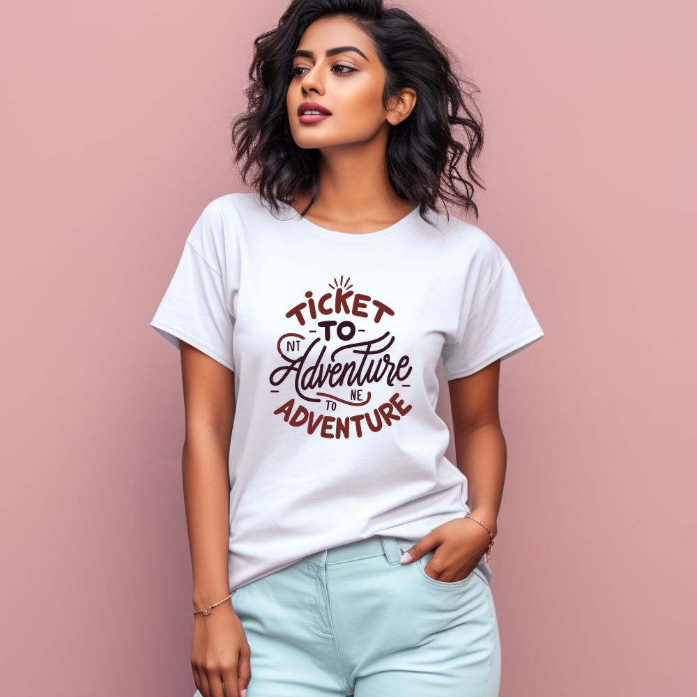 Women's Ticket to adventure Graphics Printed T-Shirt