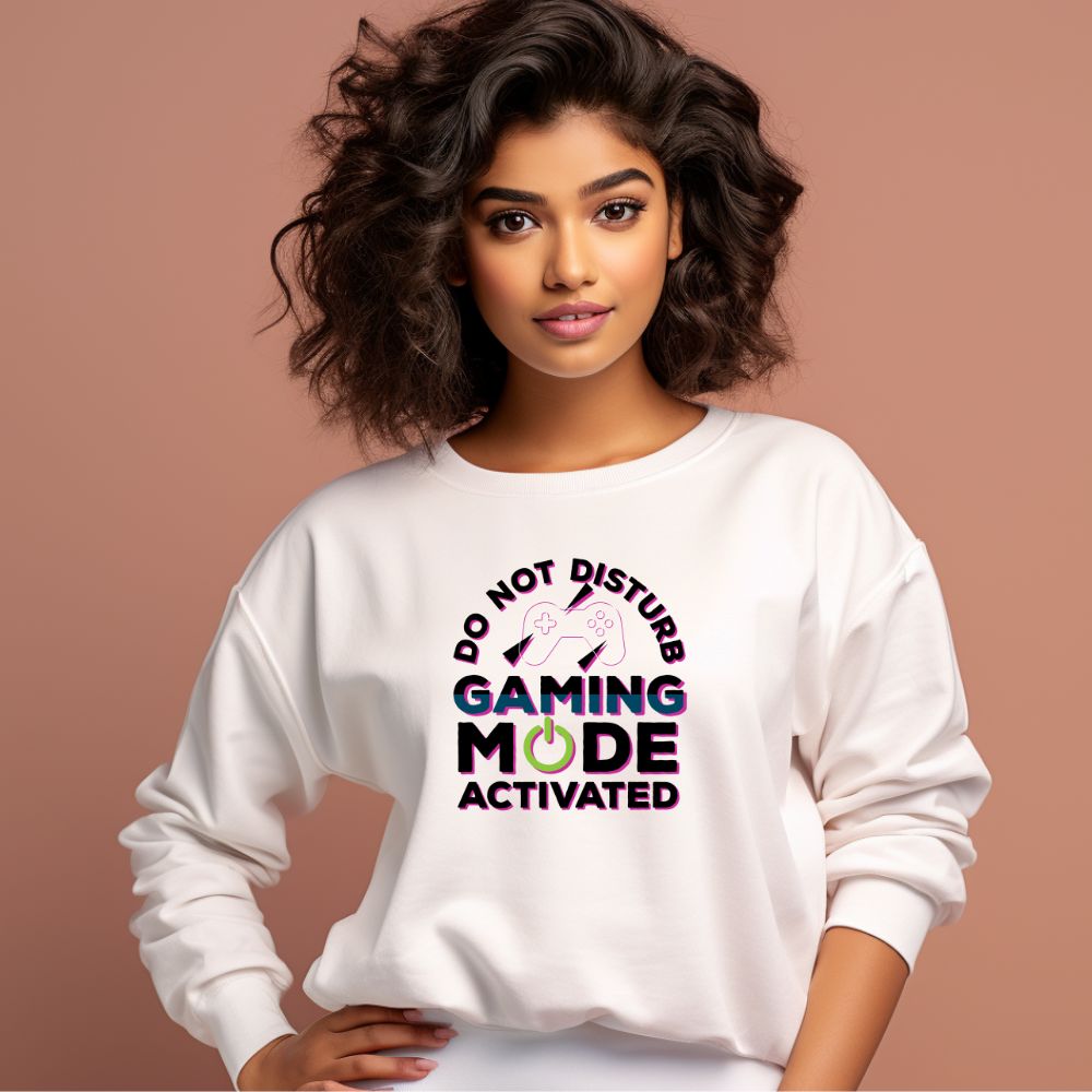 Women's Do Not Disturb Gaming Mode Activated Graphics Printed Sweatshirts__1Creativeya.com