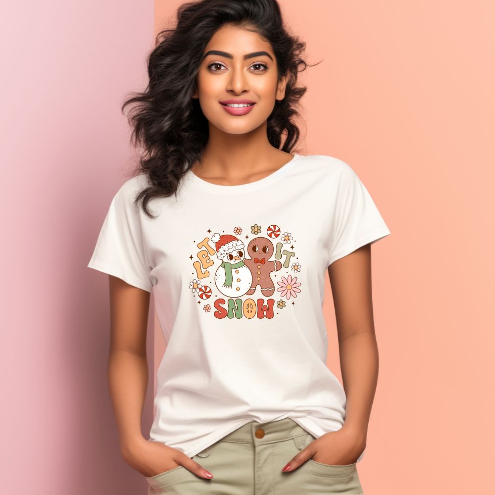 Women's Let It Snow Graphics Printed T-Shirt
