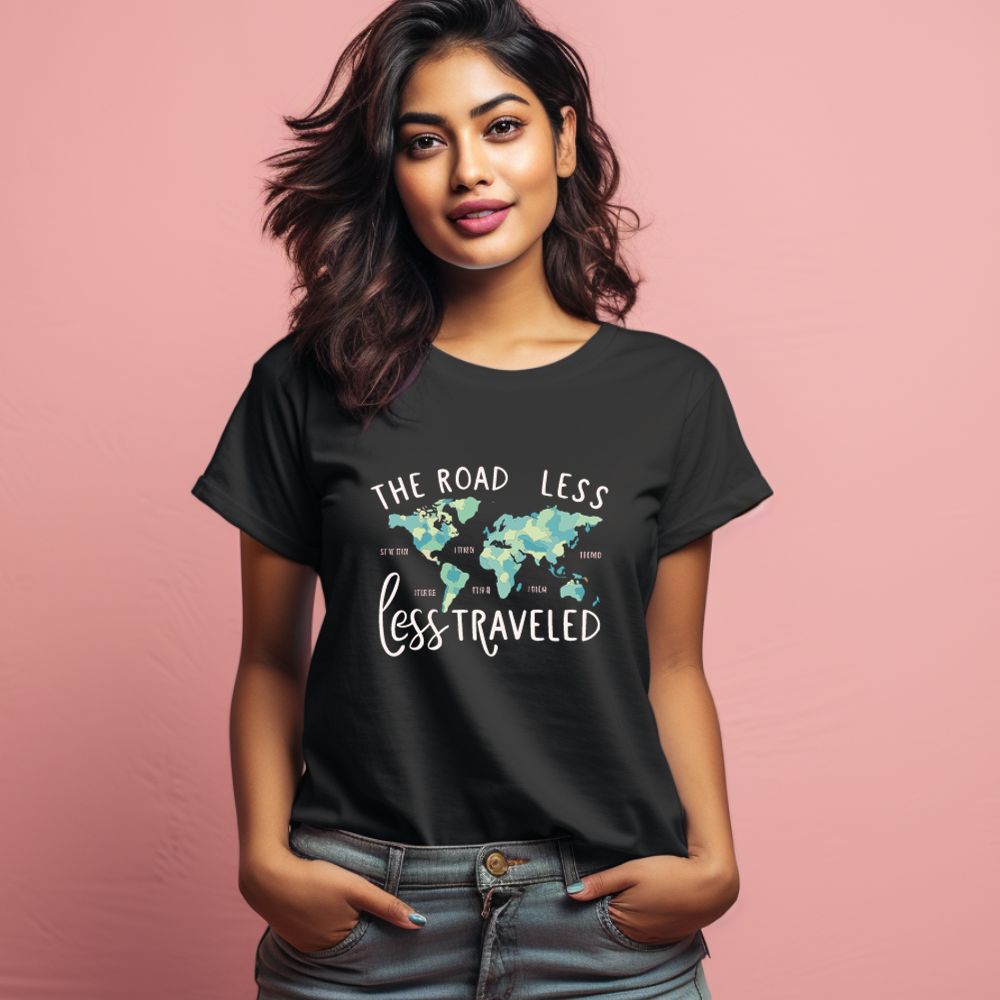 Women's The Road less less travelled Graphics Printed T-Shirt