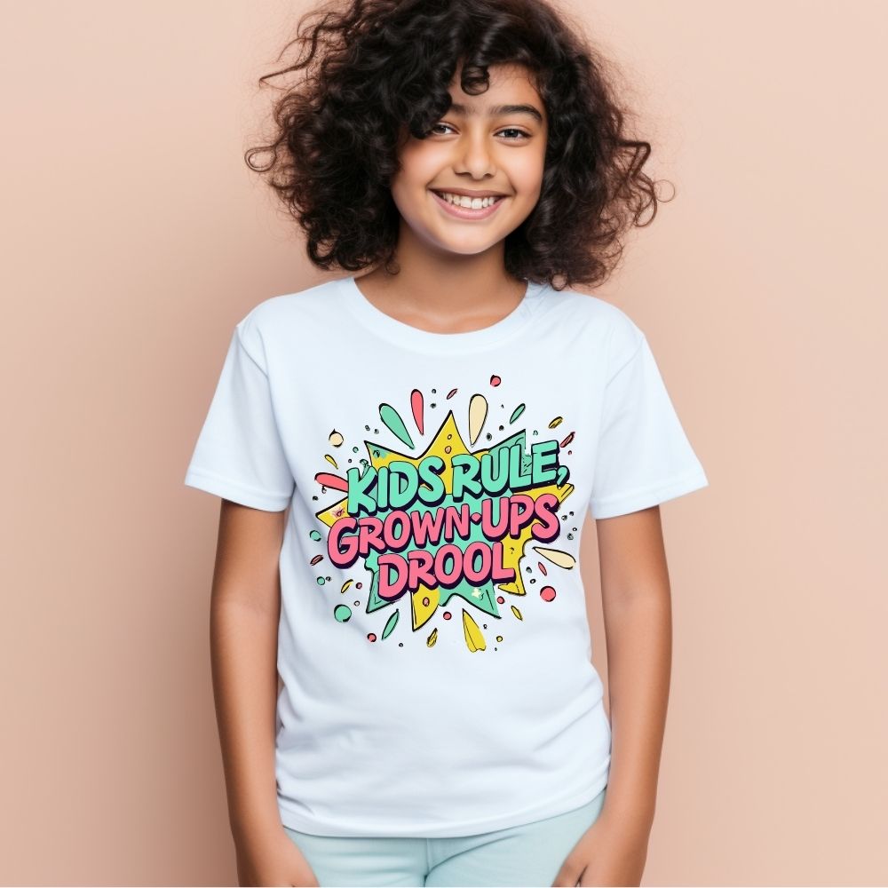 Kids Rule Grown ups Drool Graphics Printed T-Shirt for Kids Main image