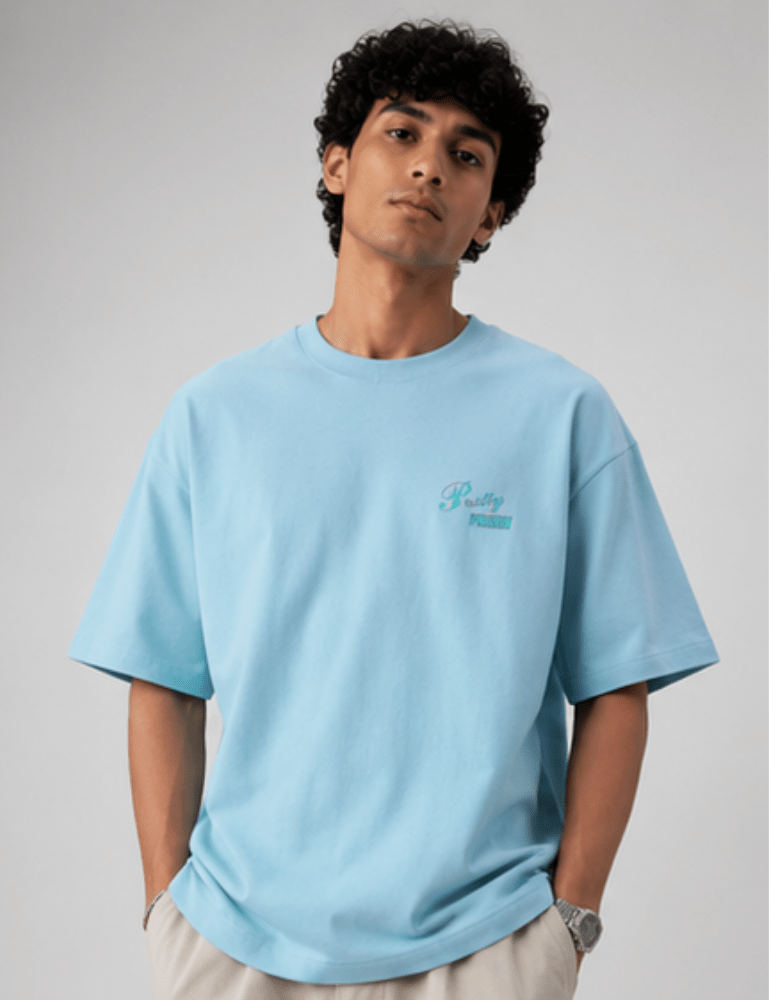 Men’s Oversized T-Shirt – Pretty Poison - Baby Blue#-Creativeya.com