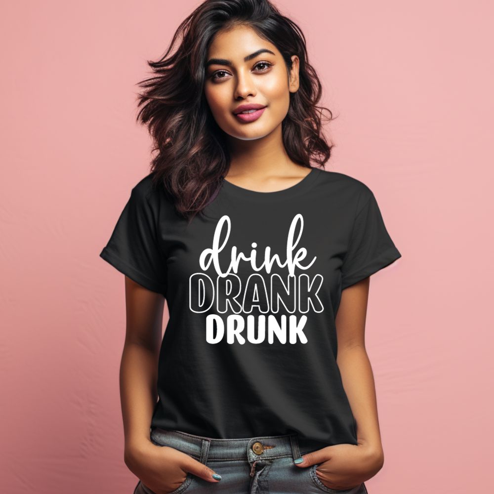 Women's Drink Drank Drunk Graphics Printed T-Shirt Main image
