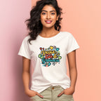 Women's Peace Love Grooviness Graphics Printed T-Shirt