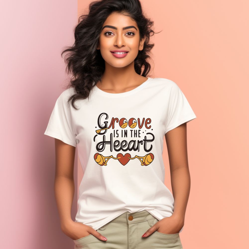 Women's Groove Is In The Heeart Graphics Printed T-Shirt Main image