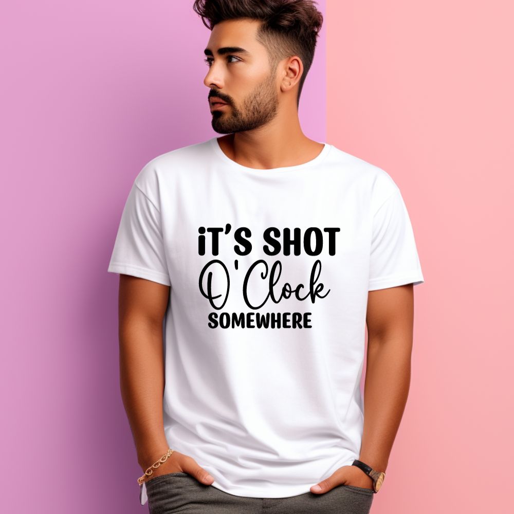 Men's It's Shot O' Clock Somewhere Design Printed Oversized T-Shirt Main image