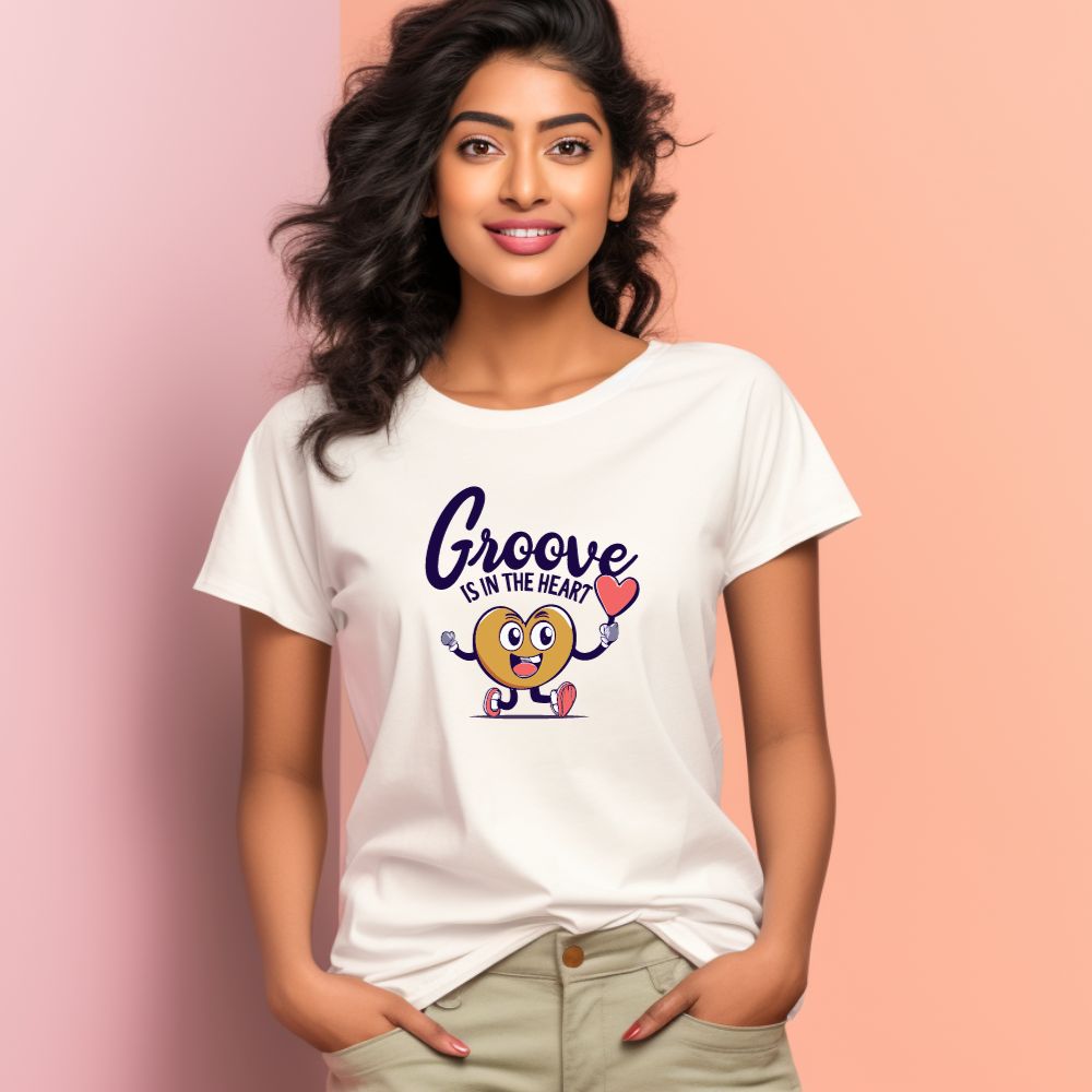 Women's Groove Is In The Heart Graphics Printed T-Shirt