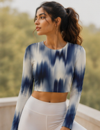 Women's Full Sleeve Crop Top – Indigo Drift