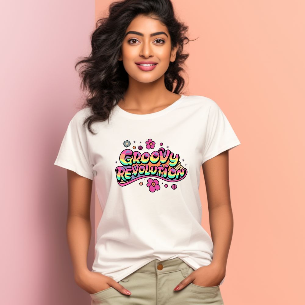 Women's Groovy Revolution Graphics Printed T-Shirt