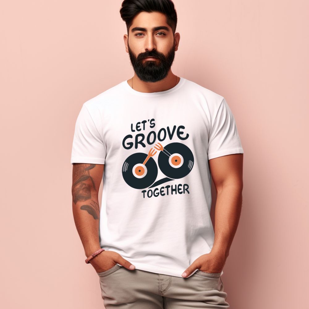 Men's Lets Groove Together Design Printed T-Shirt