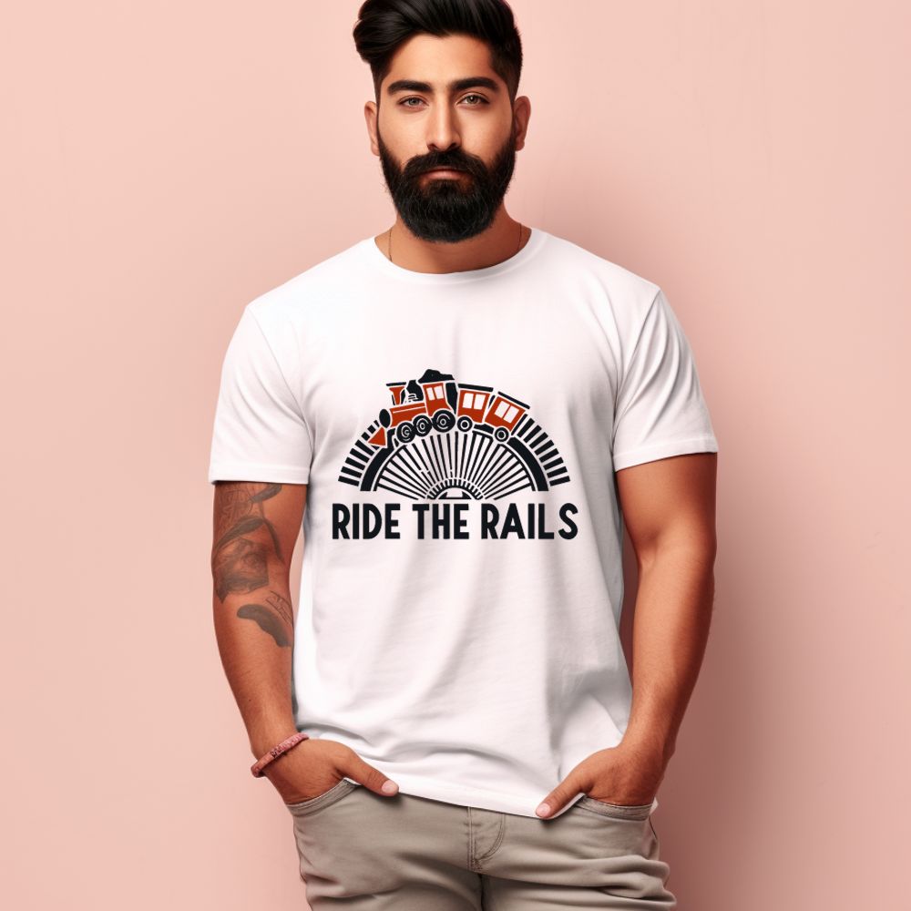 Men's Ride The Rails Design Printed T-Shirt