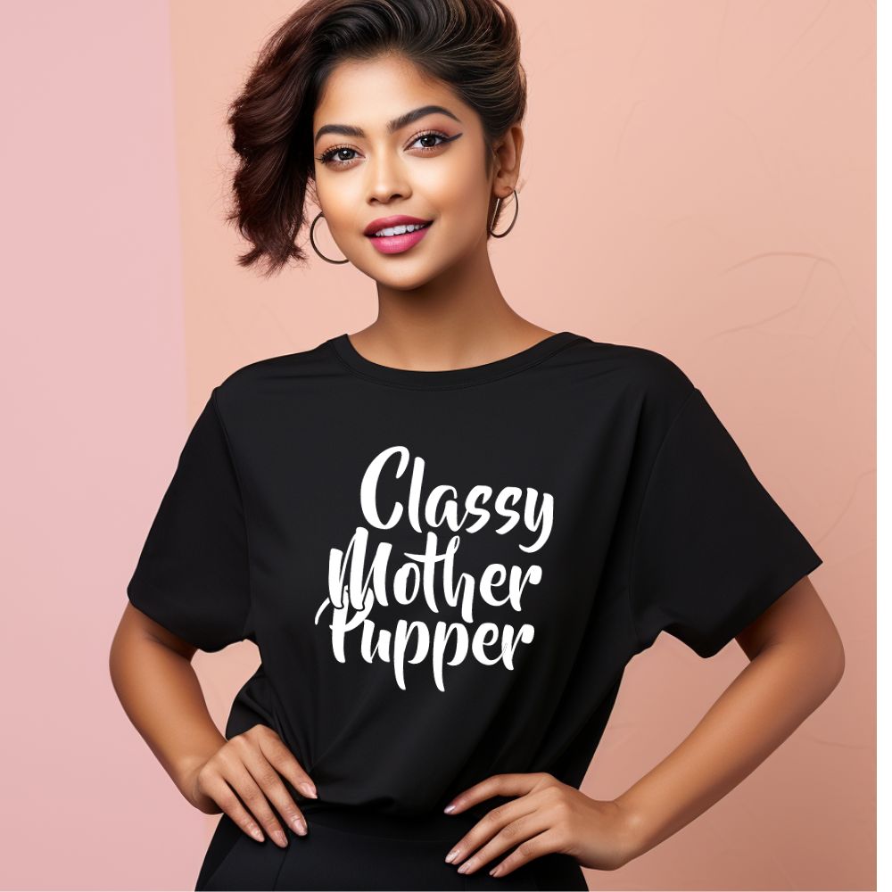 Women's Classy Mother Pupper Graphics Printed Oversized T-Shirt Main image