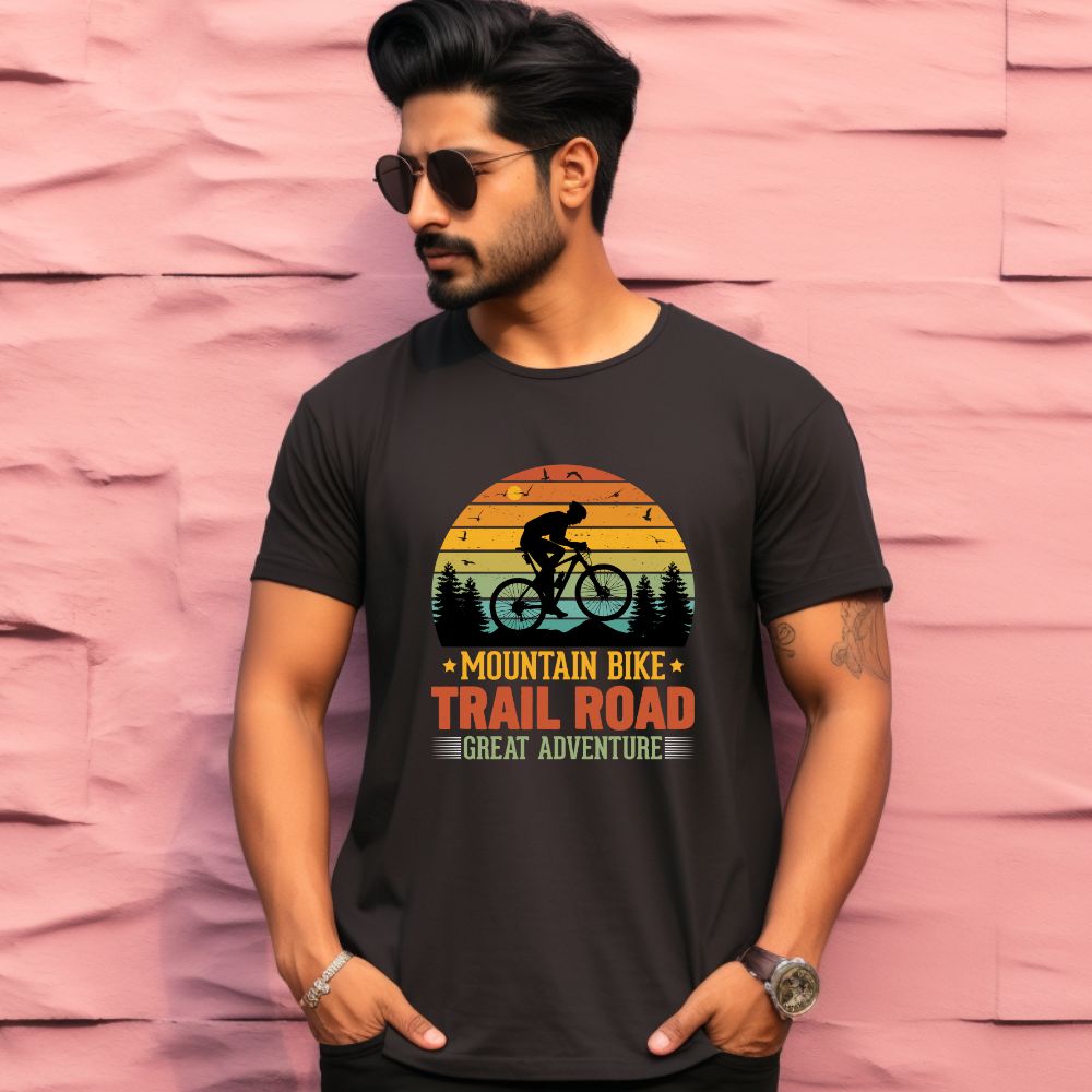 Men's Mountain Bike Trail Road Great Adventure  Design Printed T-Shirt