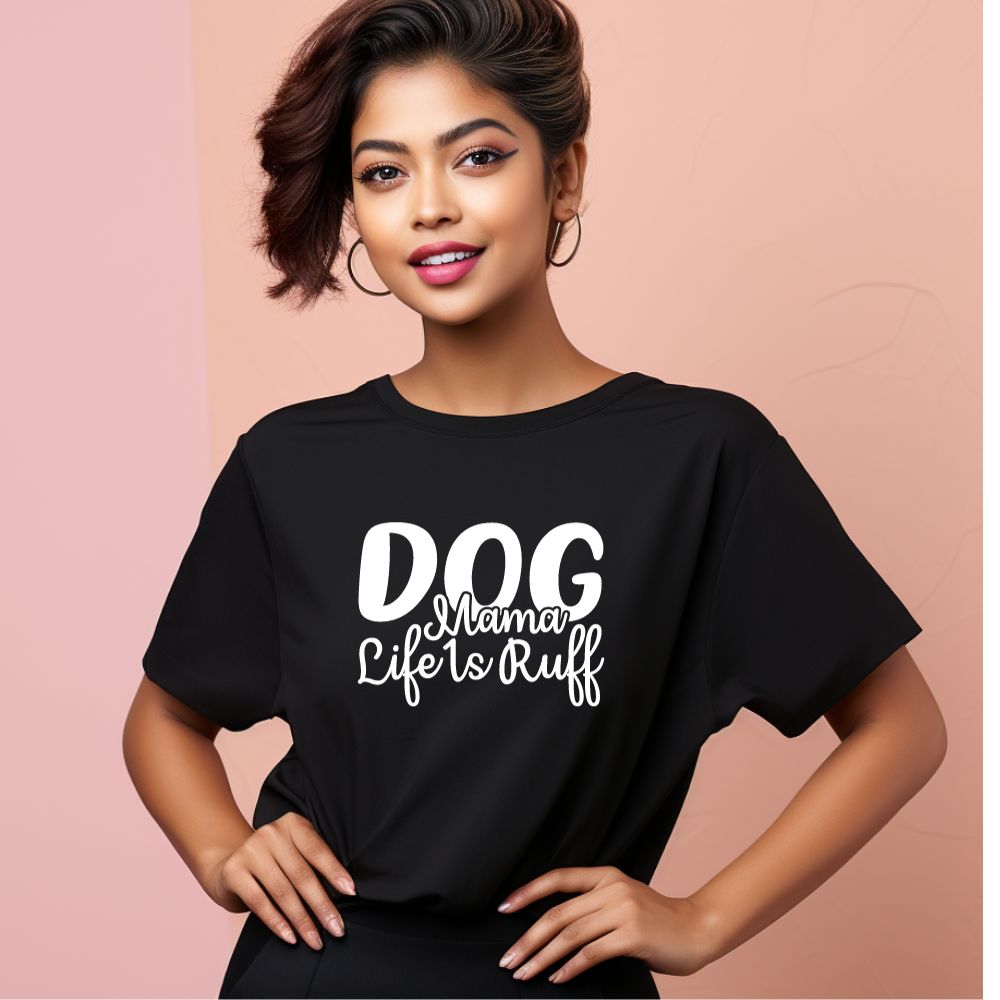 Women's Dog Mamma Life is Rough Graphics Printed Oversized T-Shirt Main image