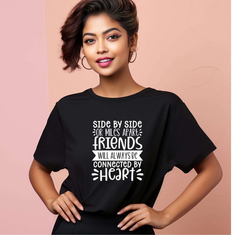 Women's Friendship Quote Printed Oversized T-Shirt Main image