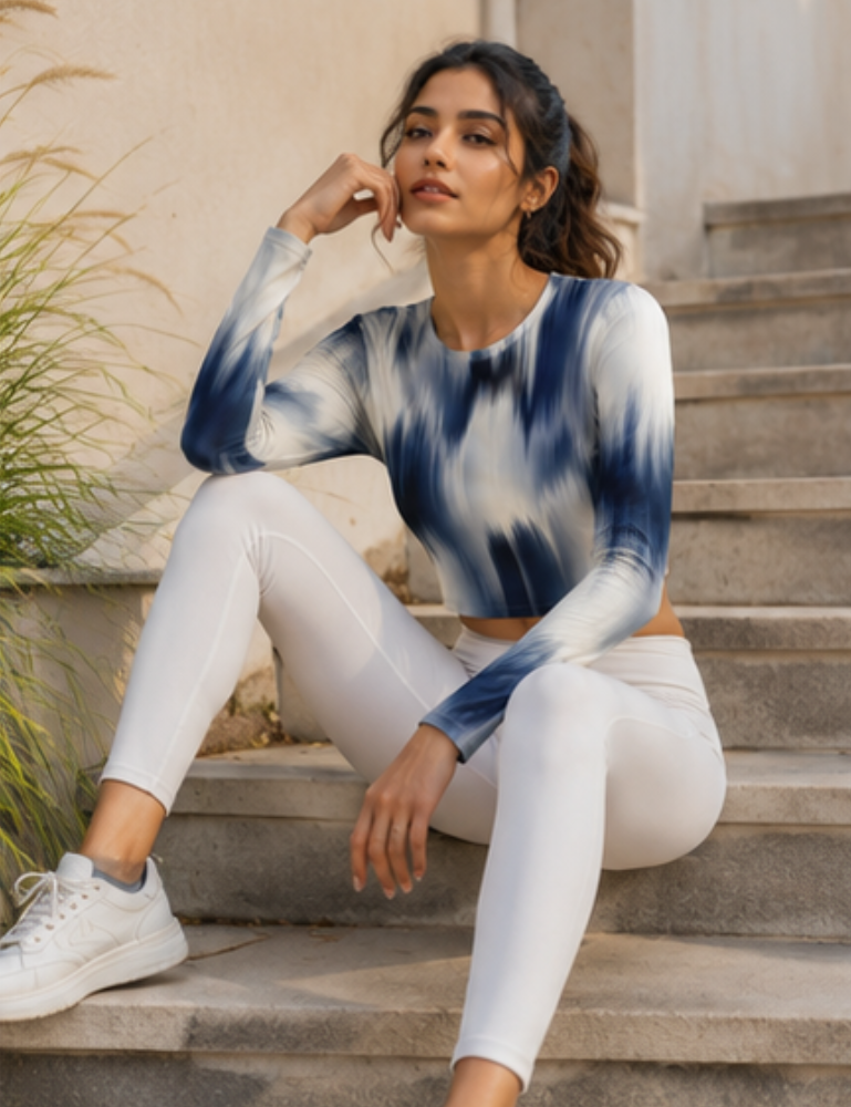 Women's Full Sleeve Crop Top – Indigo Drift