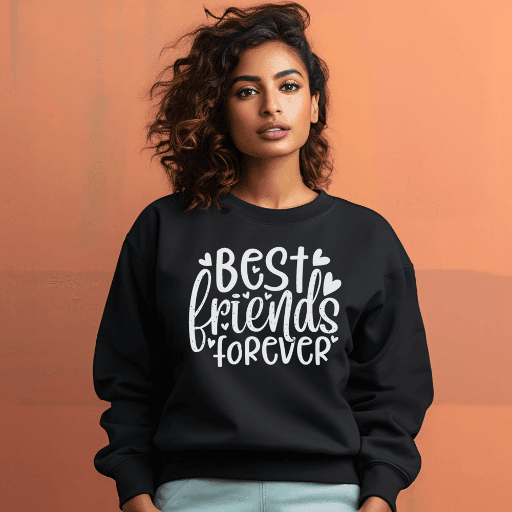 Women's Best Friends Forever Quote Printed Sweatshirt