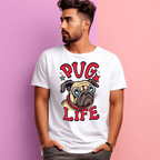 Men's Pug Life Design Printed T-Shirt