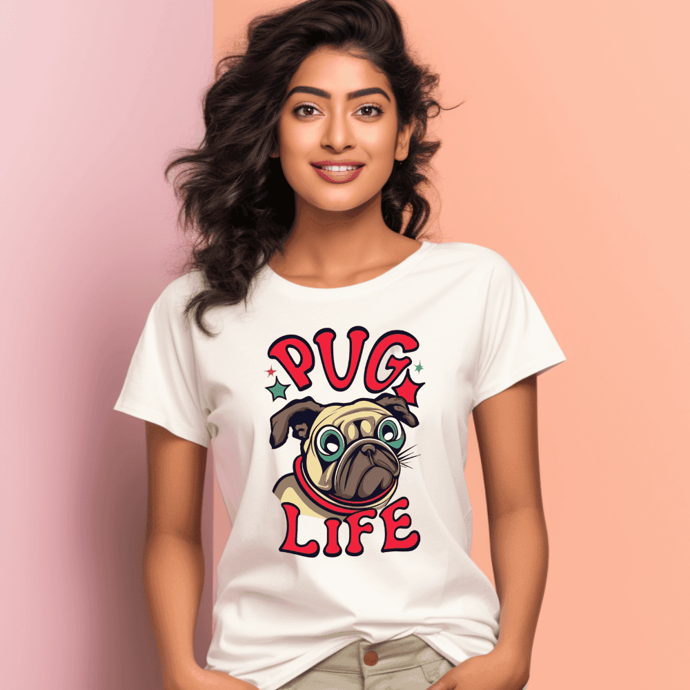 Women's Pug Life Design Printed T-Shirt Main image