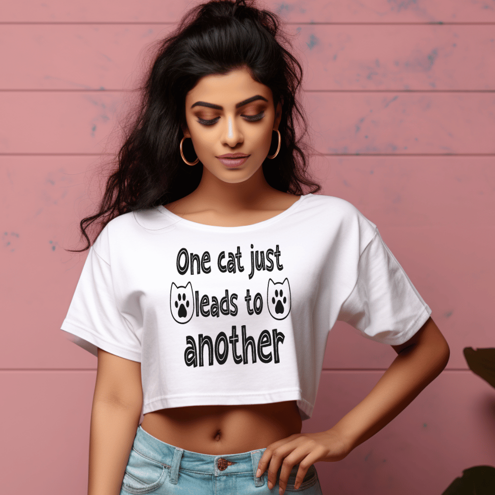 Women's One Cat just Leads to Another Graphics Printed Crop Tops