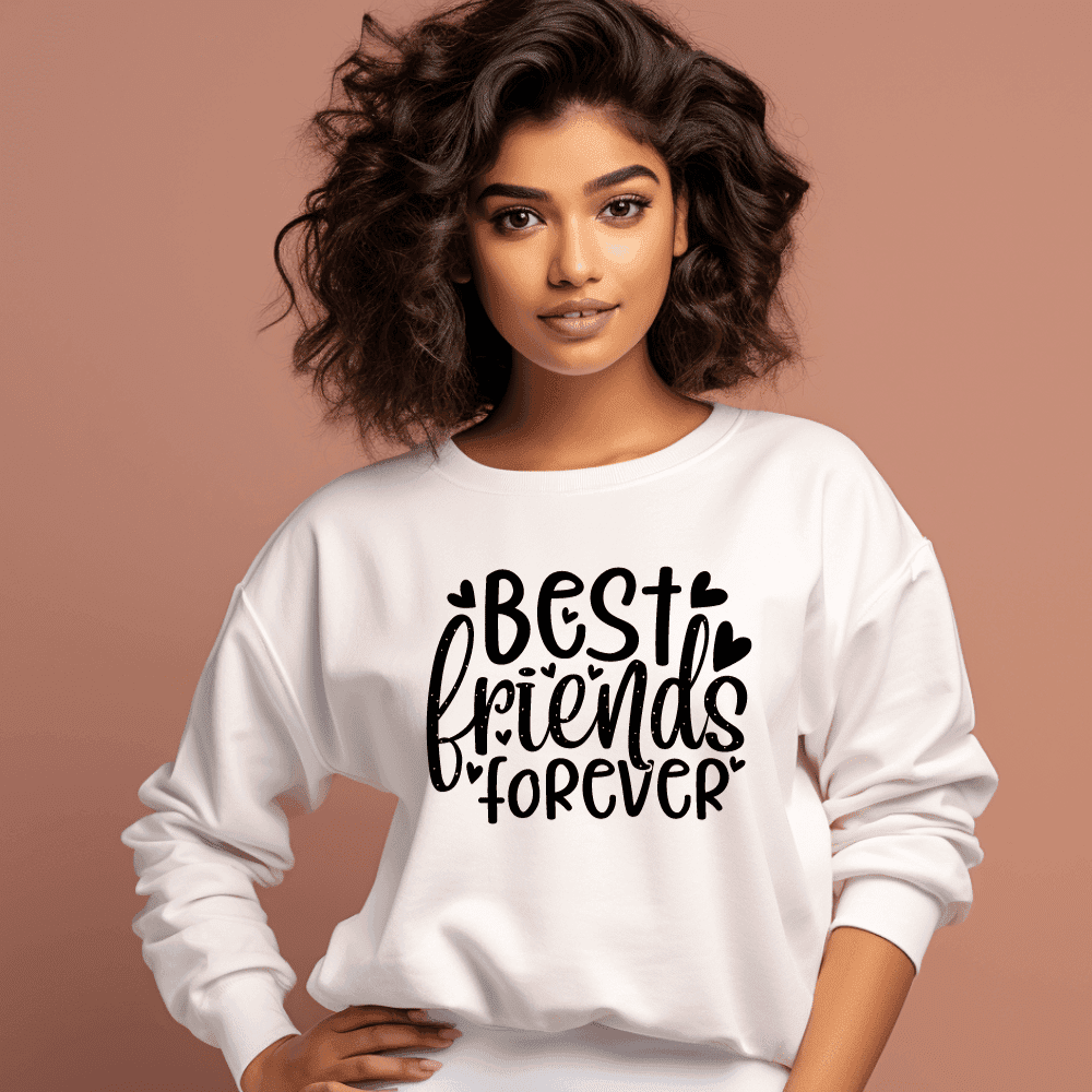 Women's Best Friends Forever Quote Printed Sweatshirt__1Creativeya.com