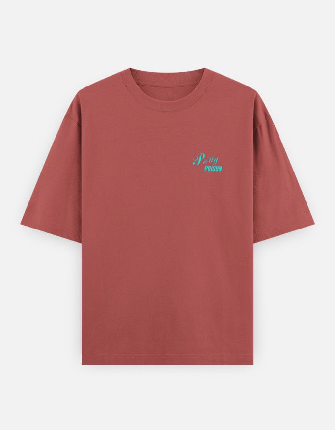 Men’s Oversized T-Shirt – Pretty Poison - Coral#-Creativeya.com