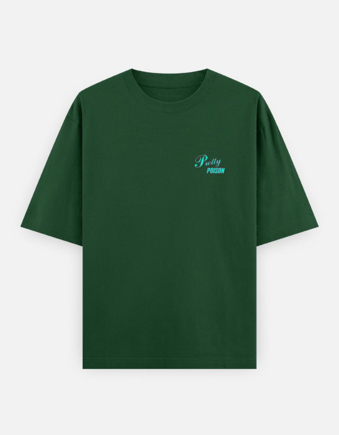 Men’s Oversized T-Shirt – Pretty Poison - Bottle Green#-Creativeya.com