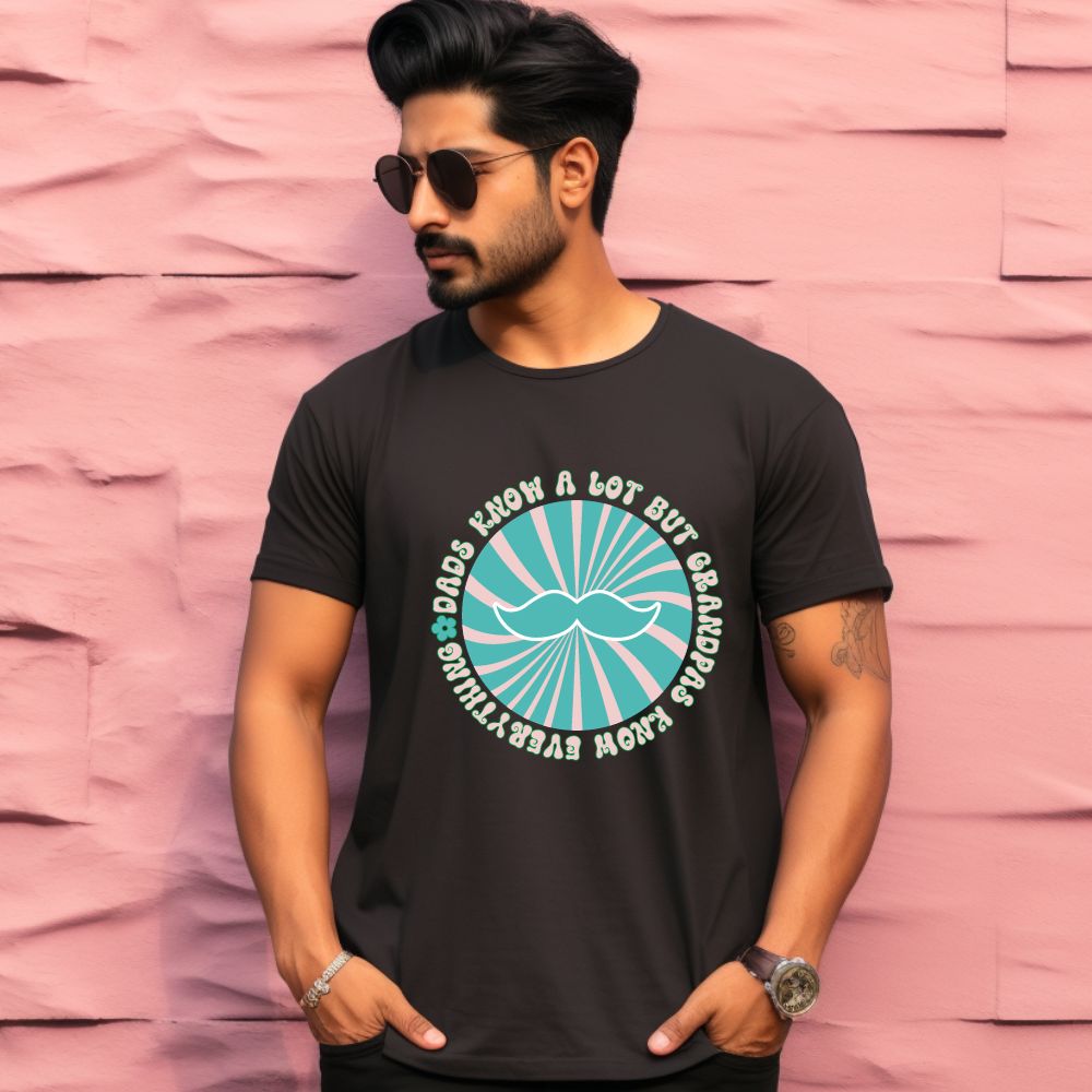 Men's Dad's Know A Lot Design Printed T-Shirt