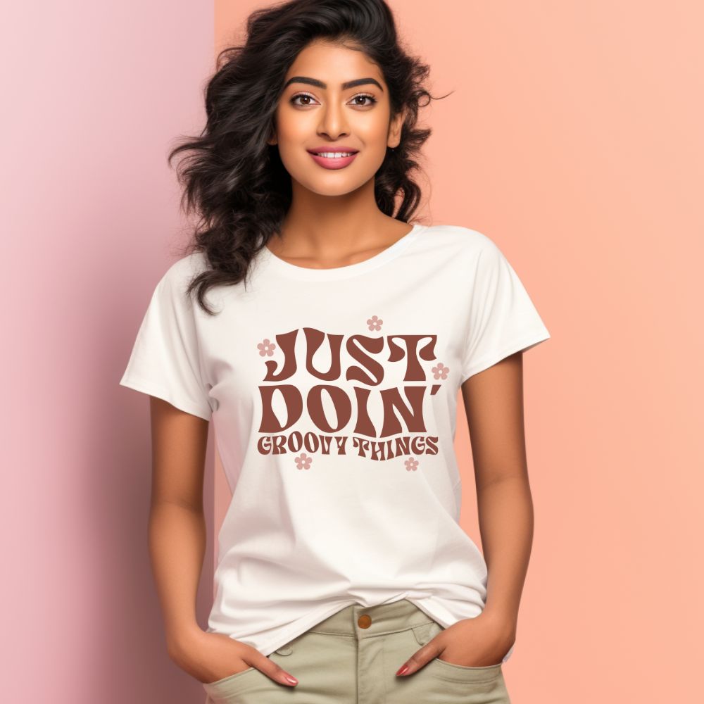 Women's Just Do In Groovy Things Design Printed T-Shirt Main image