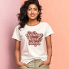 Women's Spring Time Vibes Design Printed T-Shirt