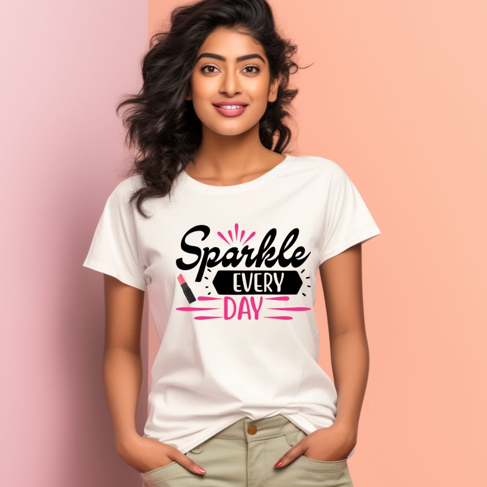Women's Sparkle Everyday Design Printed T-Shirt