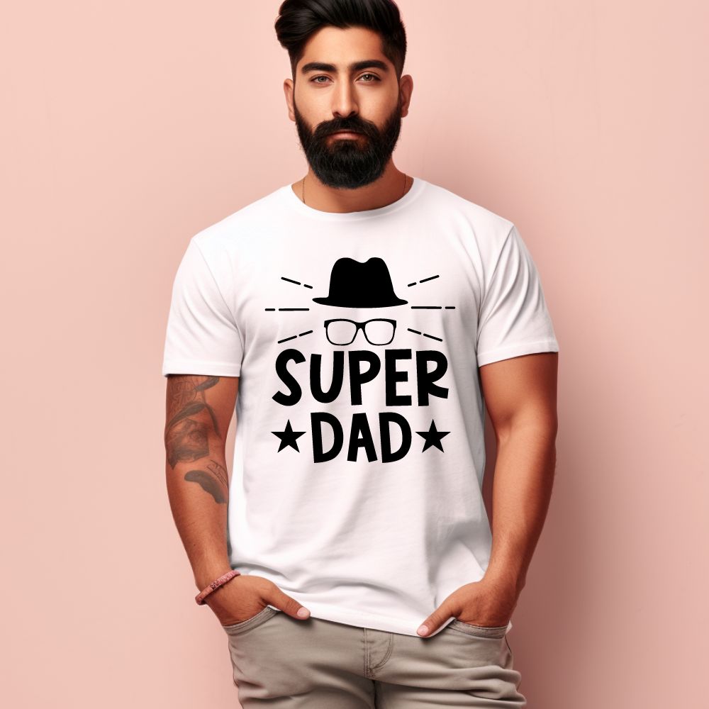 Men's Super Dad Design Printed T-Shirt