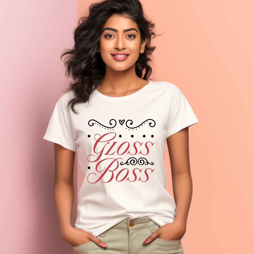 Women's Gloss Boss Design Printed T-Shirt