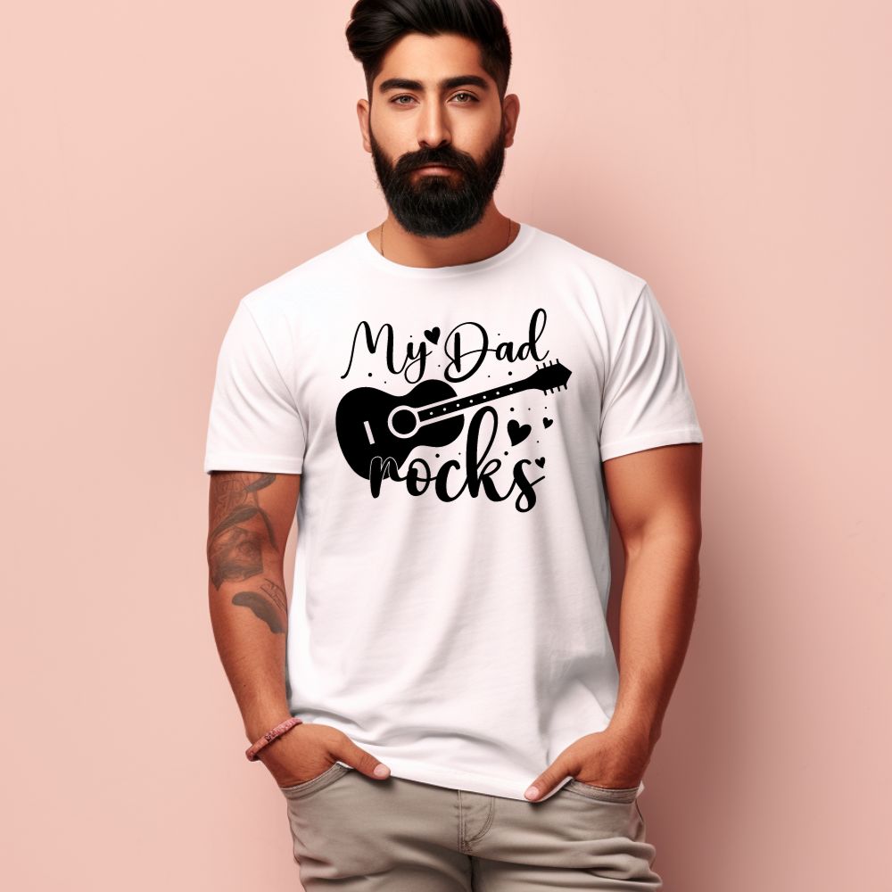 Men's My Dad Rocks Design Printed T-Shirt